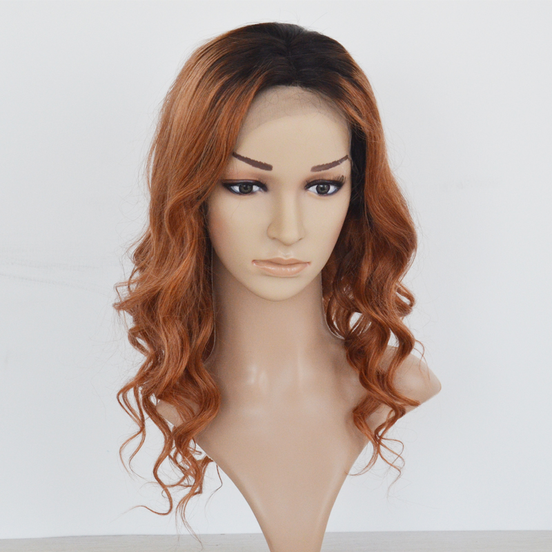 2 Tones Ombre color Long Wavy  Hair Lace Front Wigs human hair wig YL212